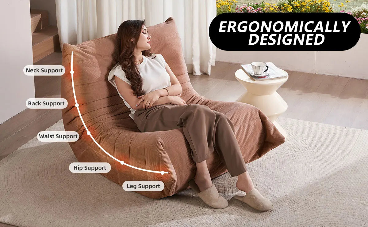 Adult Bean Bag Chair Memory Foam Togo Sofa Lazy Floor Sofa Ergonomically Designed Fireplace Chair for Living Room and Bedroom