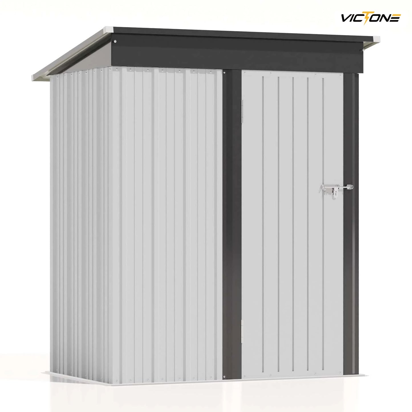 Victone 5x3 FT Outdoor Storage Shed, Tool Shed with Sloping Roof and Lockable Door, Metal Shed for Backyard Garden Patio Lawn
