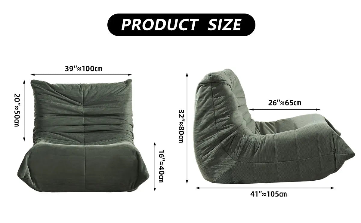 Adult Bean Bag Chair Memory Foam Togo Sofa Lazy Floor Sofa Ergonomically Designed Fireplace Chair for Living Room and Bedroom