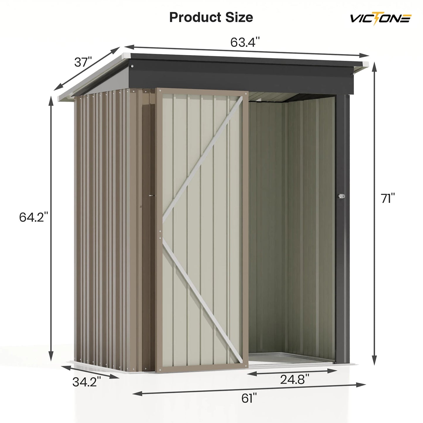Victone 5x3 FT Outdoor Storage Shed, Tool Shed with Sloping Roof and Lockable Door, Metal Shed for Backyard Garden Patio Lawn