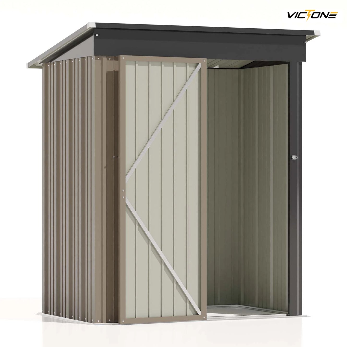 Victone 5x3 FT Outdoor Storage Shed, Tool Shed with Sloping Roof and Lockable Door, Metal Shed for Backyard Garden Patio Lawn