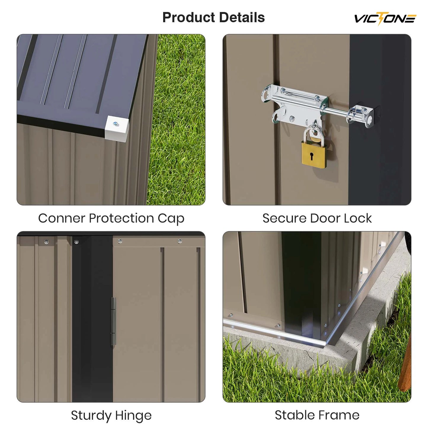 Victone 5x3 FT Outdoor Storage Shed, Tool Shed with Sloping Roof and Lockable Door, Metal Shed for Backyard Garden Patio Lawn