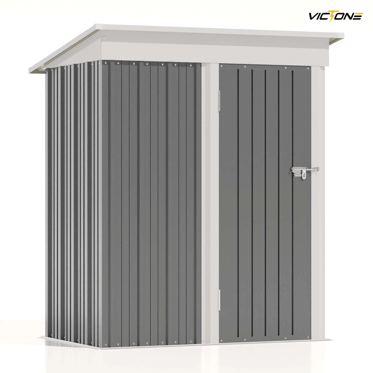 Victone 5x3 FT Outdoor Storage Shed, Tool Shed with Sloping Roof and Lockable Door, Metal Shed for Backyard Garden Patio Lawn