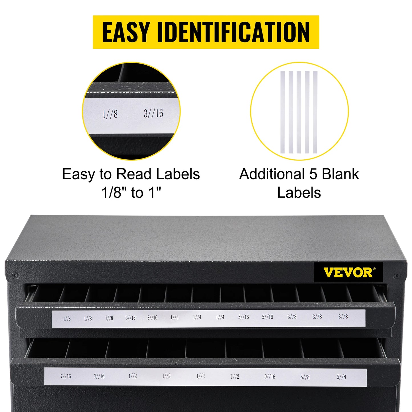 VEVOR Steel Stackable End Mill Dispenser Organize Cabinet 3-Drawer Workshop Hardware Auto Maintenance Storage Box 29-Compartment