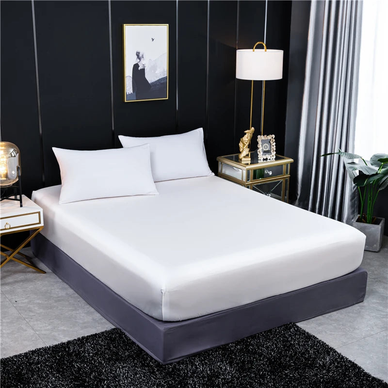 Natural Mulberry Silk Fitted Sheet Four Corners With An Elastic Band Mattress Cover Solid Color Bed Sheet Fit Sheet