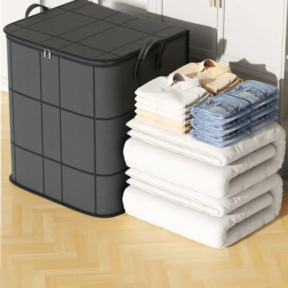 Large Size Storage Bag Non Woven Fabric Waterproof Organize Bag Household Moisture-proof Handbag Cotton Quilt Clothing Organizer