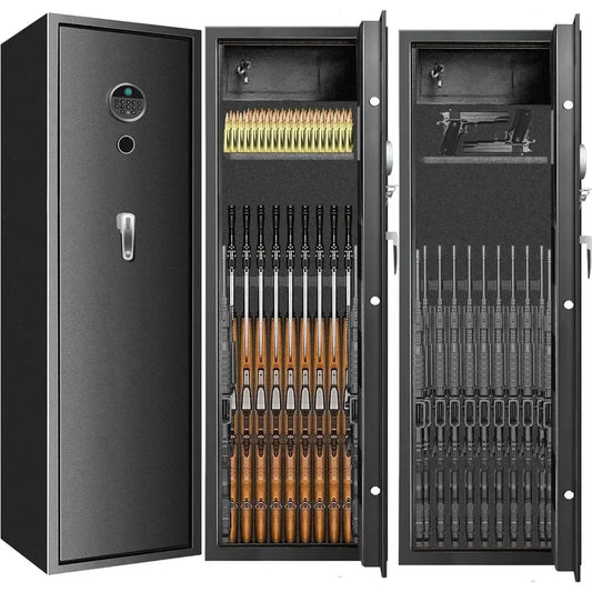 7-8 Fireproof Biometric Gun Safe Heavy Duty Anti-Theft Long Rifle And Pistol Storage Case for Home Security