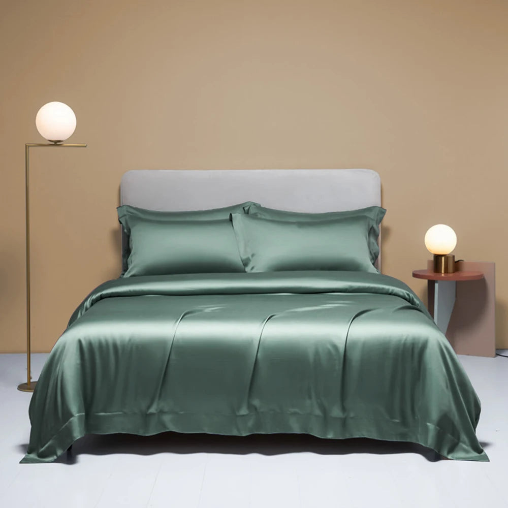 Liv-Esthete Pure Pink 100% Silk Bedding Set Solid Color Duvet Cover Pillow Case Bed Sheet Quilt Cover Double King Queen Bed Sets