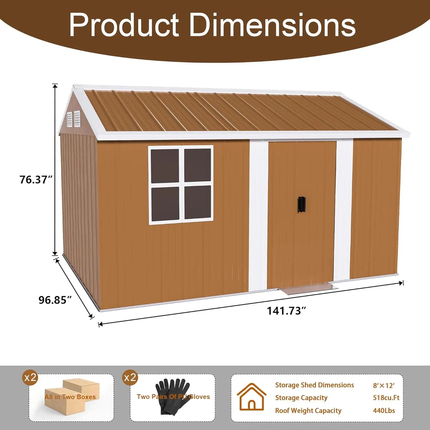 12x10 FT Metal Outdoor Storage Shed, Large Garden Storage Sheds with Windows, Door & Ventilation, Heavy-Duty Outdoor Tool Shed