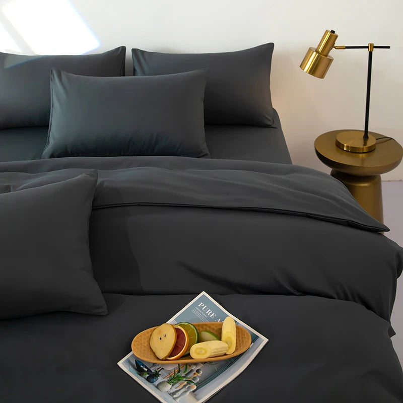 Bonenjoy Bedding Solid Color Bed Sheet Set Brushed Bedclothes Single/Double/Queen Size Bed Linen Set Home Quilt Cover Set 이불세트