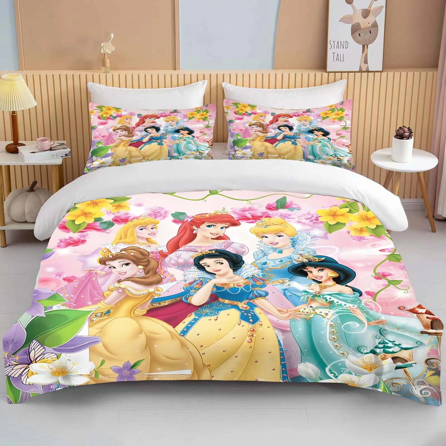 10 Sizes Disney Princess Printed Bedding Set Cartoon Anime Microfiber Bed Set Pillowcase Adult Bed Cover Bedroom Bed Set Duvet