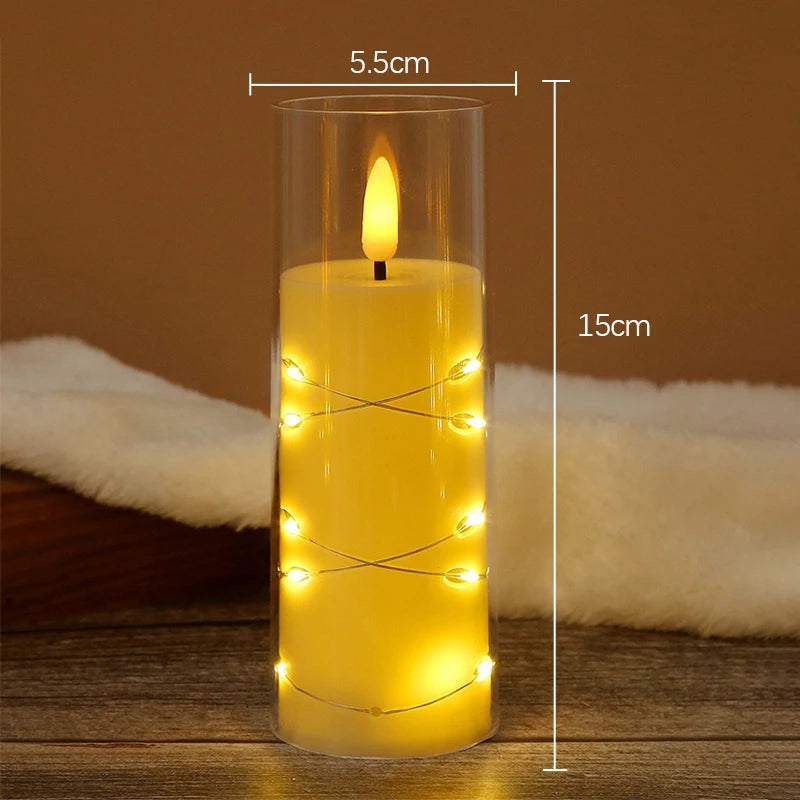 Flameless LED Candles Star String With Battery Camping Room Wedding Party Decoration Atmosphere Realistic Flame Candle Light
