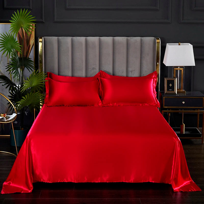 High End Satin Sheets, Soft And Comfortable Solid Color Sheets, Luxurious Single And Twin Bed Sheets