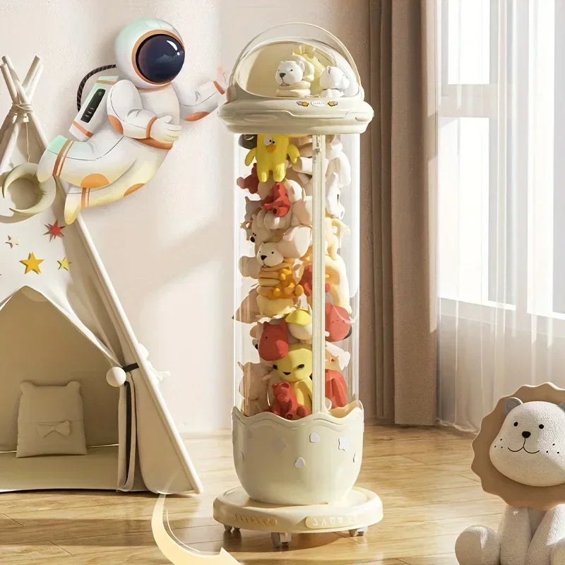 Astronaut Doll Storage Box Children's Plush Toys Storage Boxes Transparent Plastic Stuffed Home Storage Organization Zipper Bin