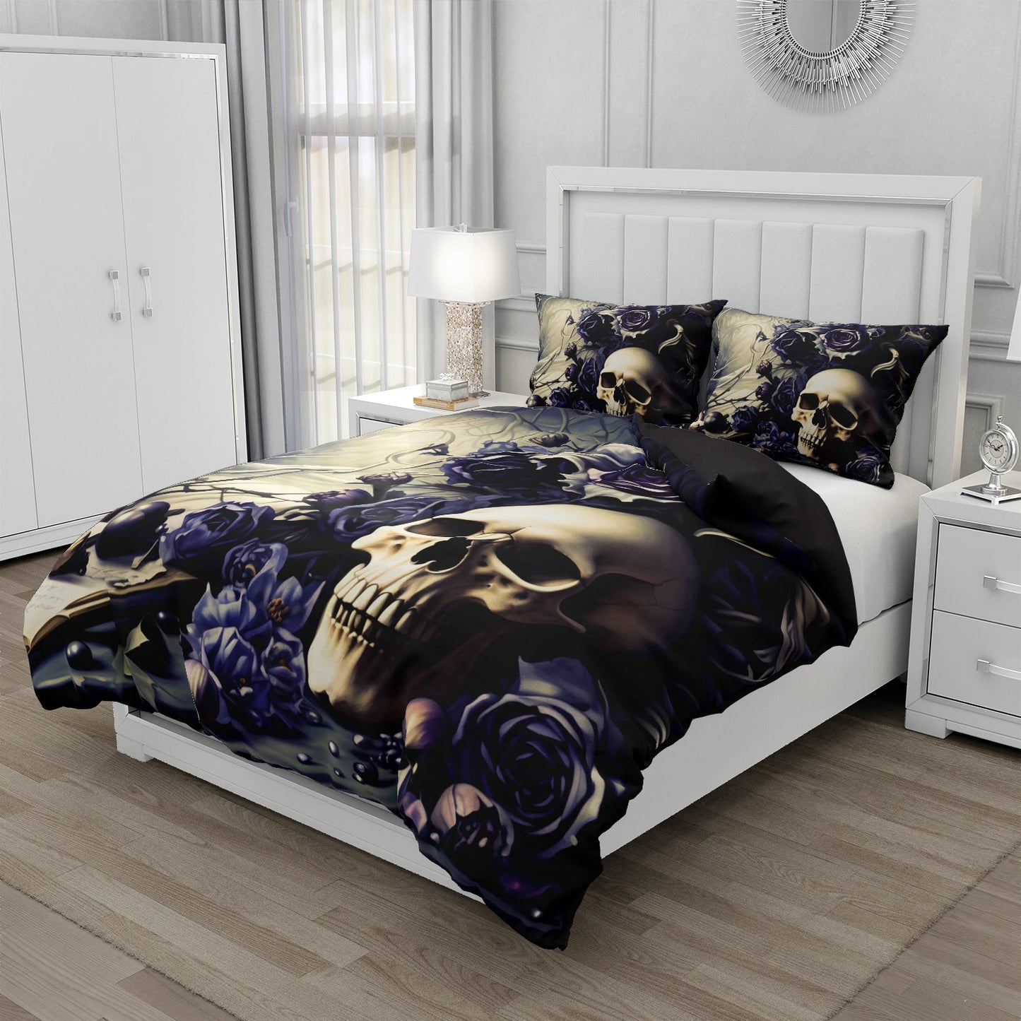 3D Skull Bedding set Duvet/Quilt/Comforter Cover sets human skeleton Bed Linen Halloween King Queen Full Size Gothic Duvet Cover