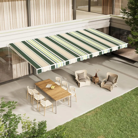 13'×10' Patio Awning Retractable Awning Sun Shade Awning Cover Outdoor Patio Canopy Sunsetter Deck Awnings with Manual Crank Ha