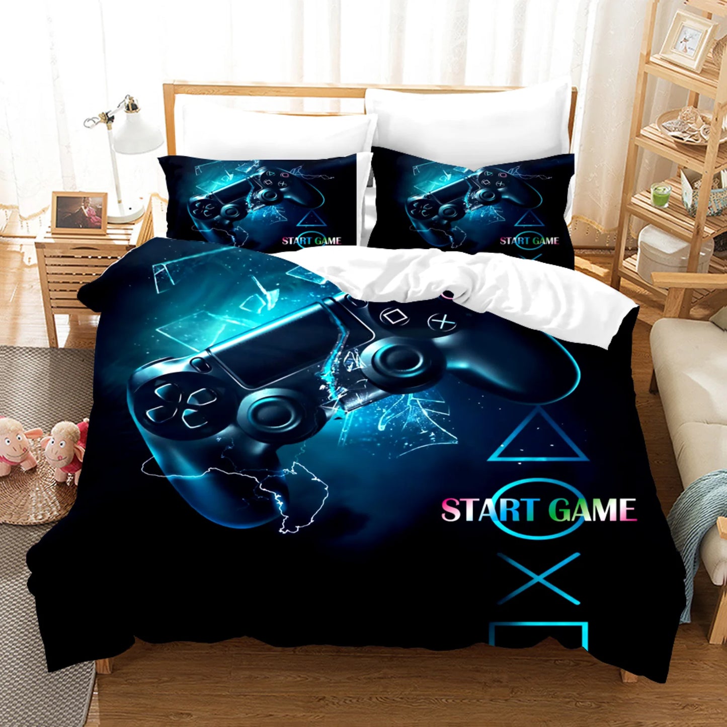 Gamer Bedding Set For Bedroom Soft Modern Gamepad Bedspreads Comefortable Kids Duvet Cover Video Game Quilt Cover And Pillowcase