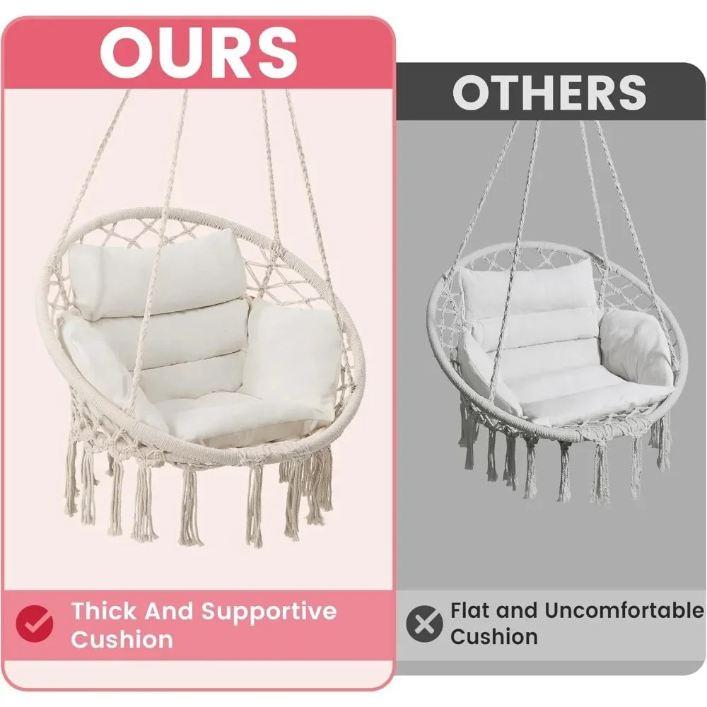 Patio Swings, Hanging Swinging Chair with Medium Cushion, Perfect for Bedroom, Porch, Adults, Balcony, Patio Swings