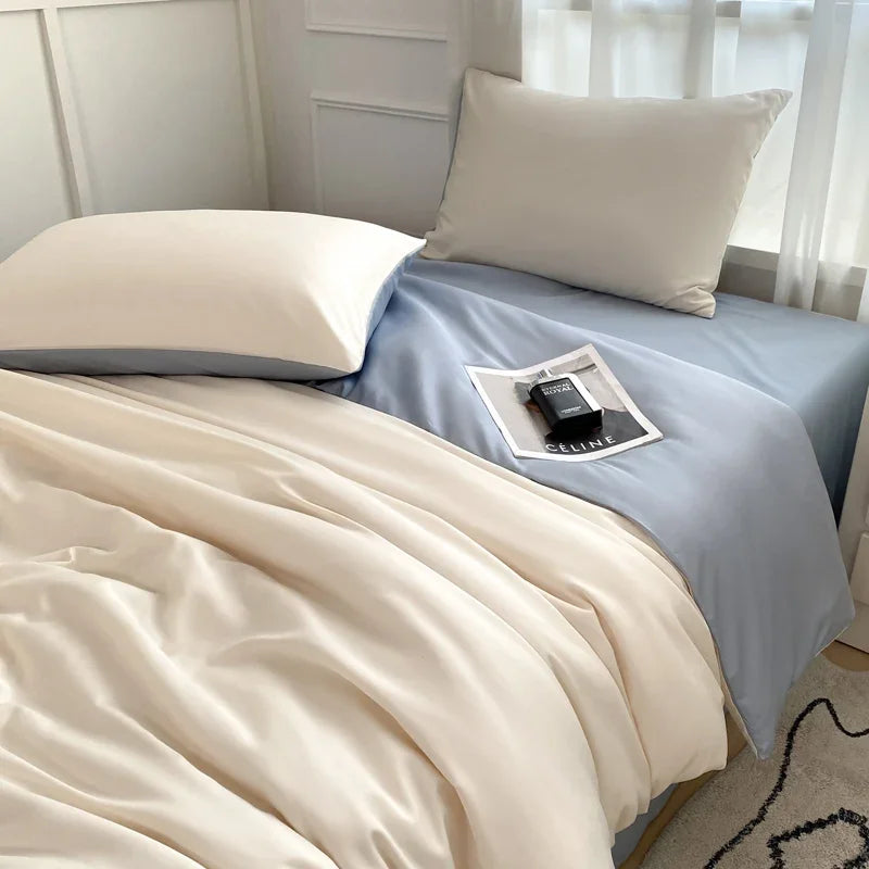 Nordic Bed Linen 100% Cotton Bedding Set with Sheet Duvet Cover Pillowcase Single Couple Bedsheet King Queen Double Twin Size