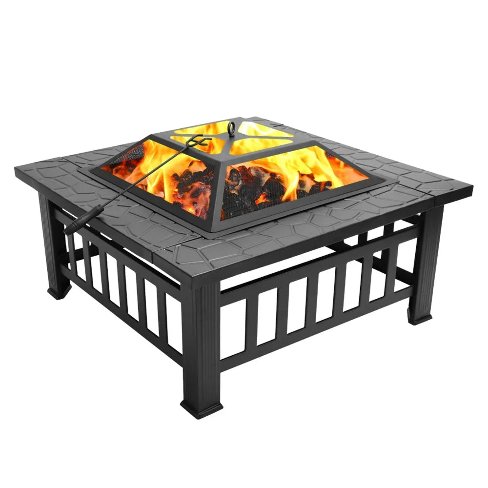 Heavy-Duty Square Outdoor Fire Pit – Sturdy, Safe, and Stylish for Winter Gatherings, Outdoor Fire Pit