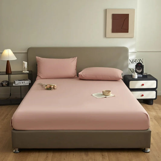 New Cotton Brushed Simple Plain Bed Fitted Sheet 1pc/sets 90/120/150/180/220cm machine washable