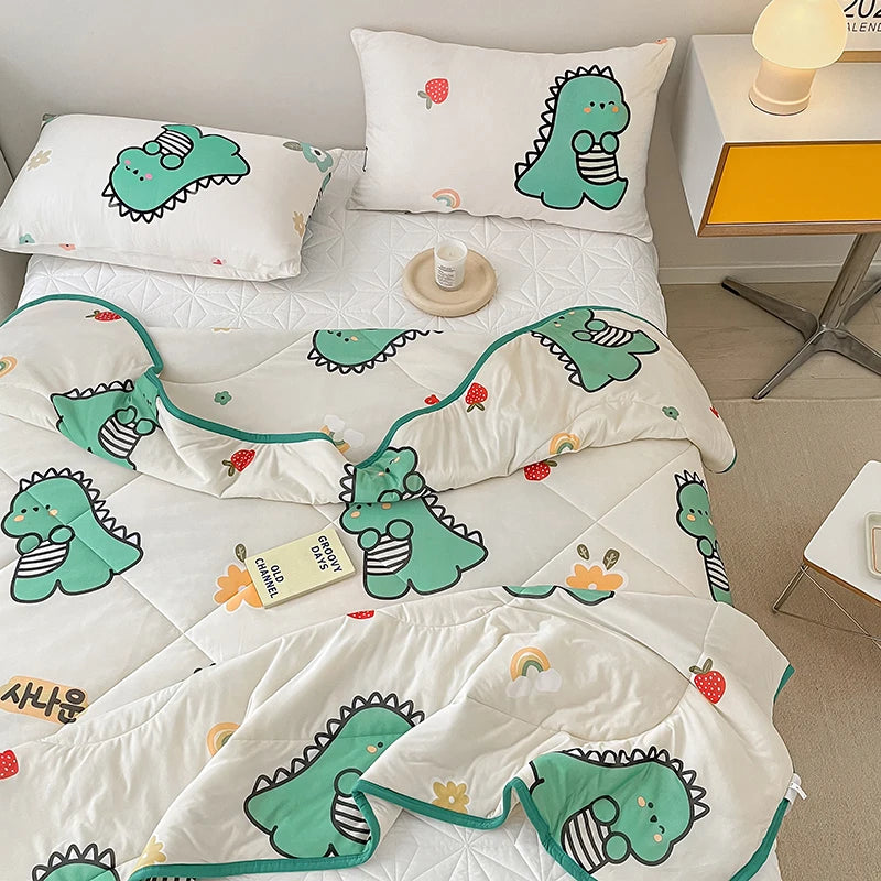 Summer Quilt, Fresh Cartoon Dinosaur Bedding Quilt For All Season, Soft Comfortable Quilt Decor - Pillowcase Not Include