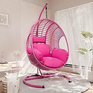 Hanging Egg Chair with Stand - Egg Swing Chair Outdoor Indoor Patio Wicker Chair Swing Hammock Egg Chairs 400lbs Capacity for Ou