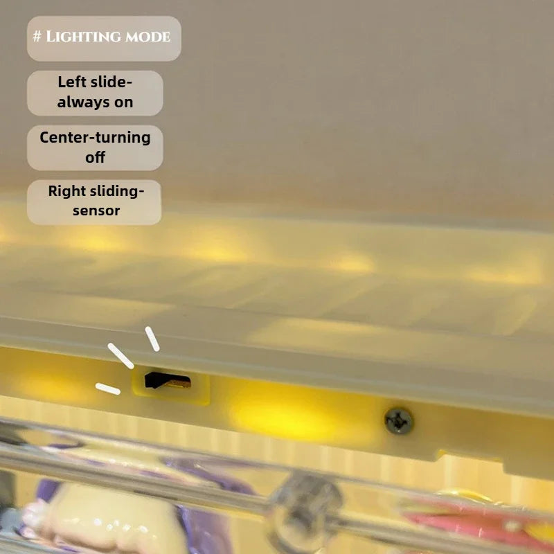 3PCS Actione Figures Display Box with Sensor Light Stackable Organizer for Collectibles Mini Figurines Durable Display Cabinet