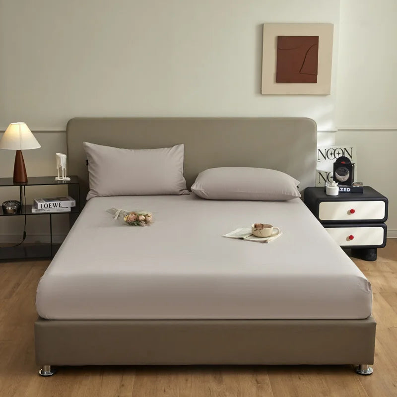 New Cotton Brushed Simple Plain Bed Fitted Sheet 1pc/sets 90/120/150/180/220cm machine washable