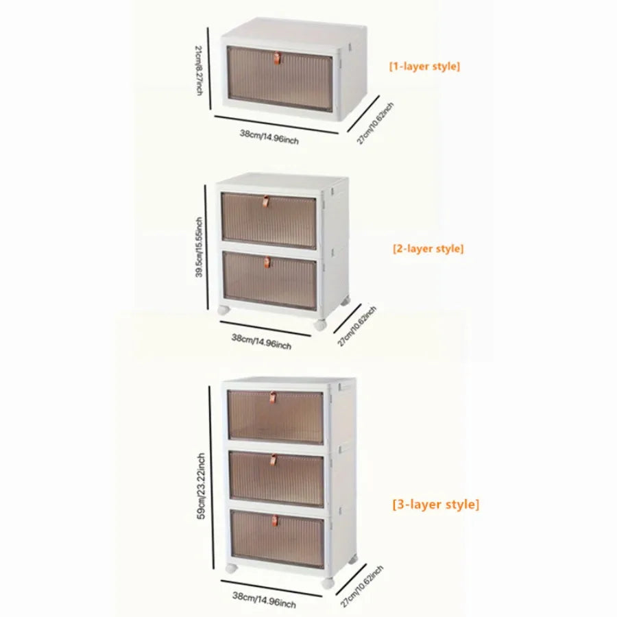 1pc Foldable Storage Bins Storage Box with Lid Collapsible Storage Shoes Rack Organizers with Wheels for Home Office Kitchen