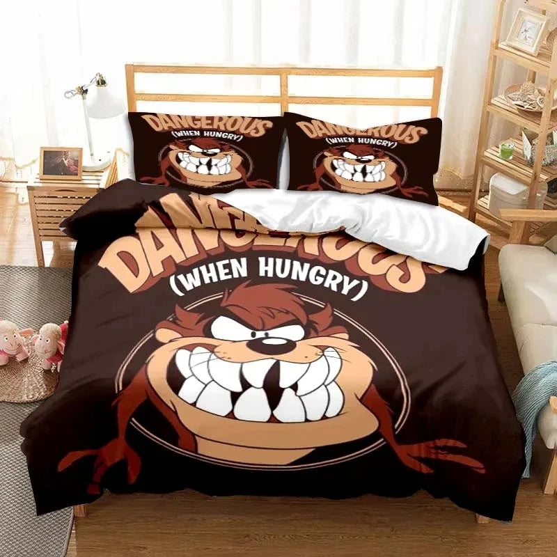 3D Print Cartoon Tasmanian Devil Fashion Bedding Set Double Twin King Duvet Cover Comforter Pillowcase Boys Girls Adults Bedroom
