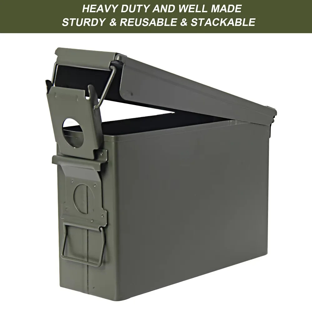 30 Cal Metal Ammo Can Steel Ammo Box Multifunction for Long-Term Waterproof Ammunition & Valuables Storage Box Accessory Box