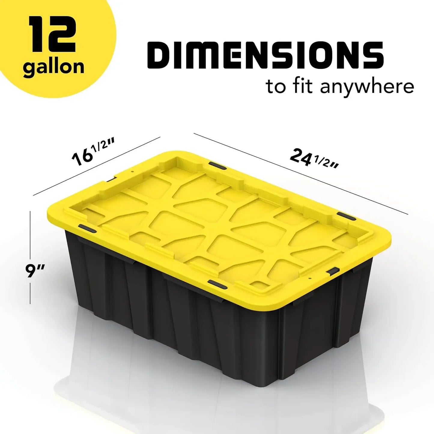 8 PACK of Medium 12 Gallon Plastic Storage Bin Tote Organizing Container with Ultra Durable Secure Latching Lids, Stackable,