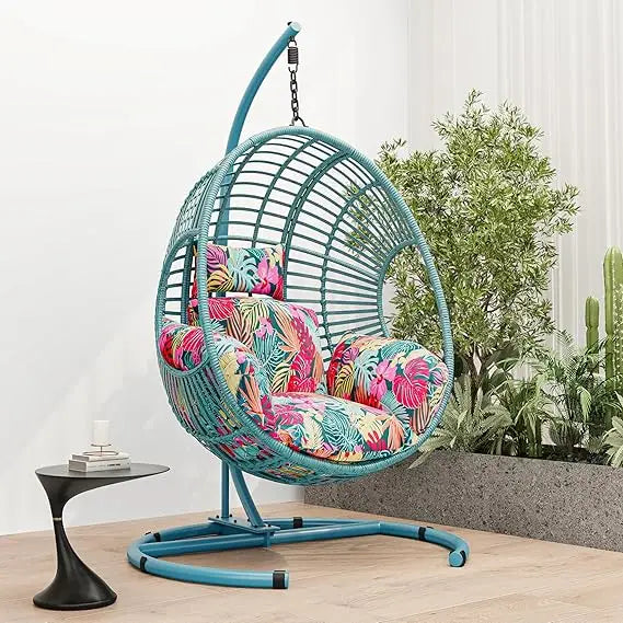 Hanging Egg Chair with Stand - Egg Swing Chair Outdoor Indoor Patio Wicker Chair Swing Hammock Egg Chairs 400lbs Capacity for Ou