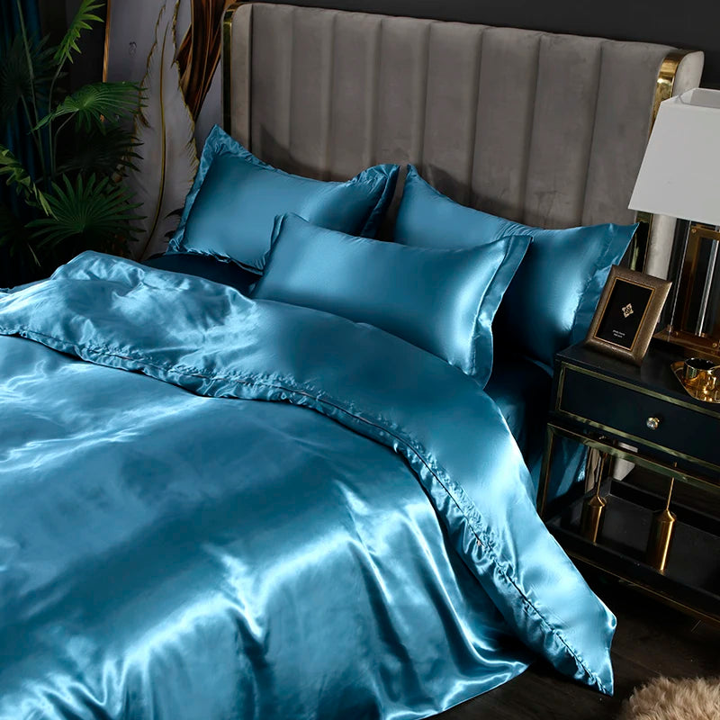 3/4pcs Luxury Rayon Satin Bedding Set Duvet Cover Set Single Double King Size Bedding Kit 2pcs/3pcs/4pcs Bed Cover Bed Linen Set