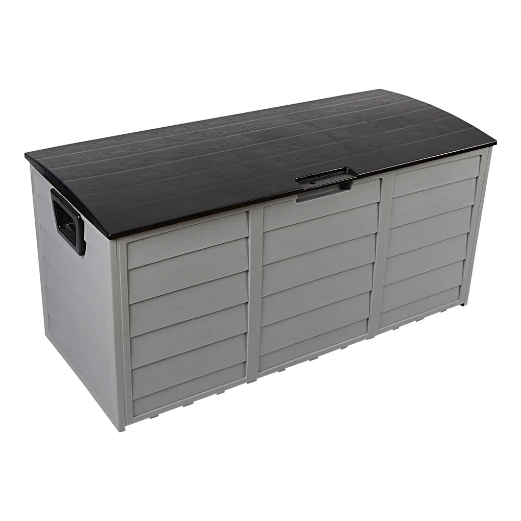 75gal Outdoor Garden Plastic Storage Deck Box Chest Tools Cushions Toys Lockable Seat