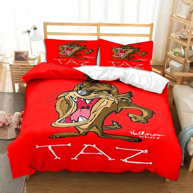 3D Print Cartoon Tasmanian Devil Fashion Bedding Set Double Twin King Duvet Cover Comforter Pillowcase Boys Girls Adults Bedroom