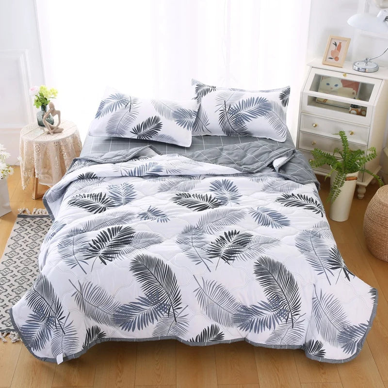 Soft Skin Friendly Summer Quilt Set or Single Quilts Lightweight Breathable Thin Comforter Sets Washable Single Double Blanket