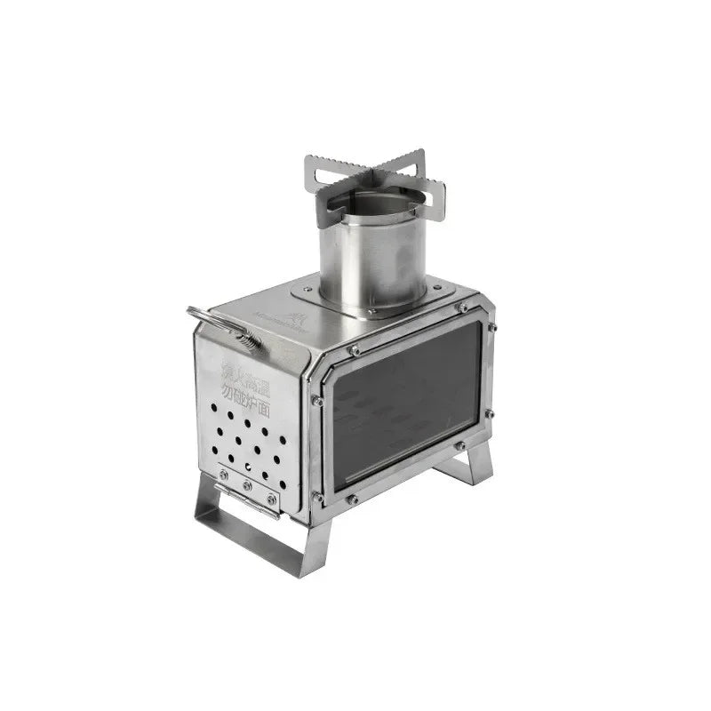 MOUNTAINHIKER Wood Burner Stove Portable Firewood Square Stove Stainless Steel Outdoor Fire Heater Stove Picnic Hiking Camping