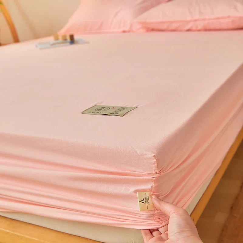Fitted Bed Sheet Luxury Egyptian Pure Cotton Mattress Cover Bedspreads Elastic Bed Linens Soft Bedsheet (Pillowcase Can Order)