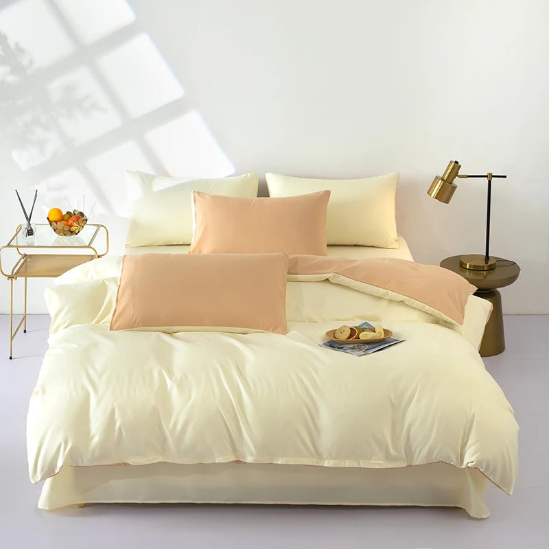 Bonenjoy Bedding Solid Color Bed Sheet Set Brushed Bedclothes Single/Double/Queen Size Bed Linen Set Home Quilt Cover Set 이불세트