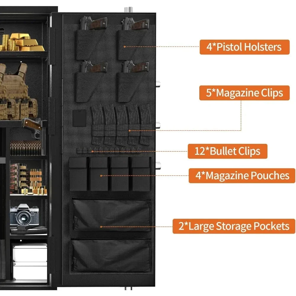 Large Capacity Gun Safe for20-30Rifles And Shotguns with Pistol Rack Removable Shelf Silent Mode Security Storage Box with Pocke