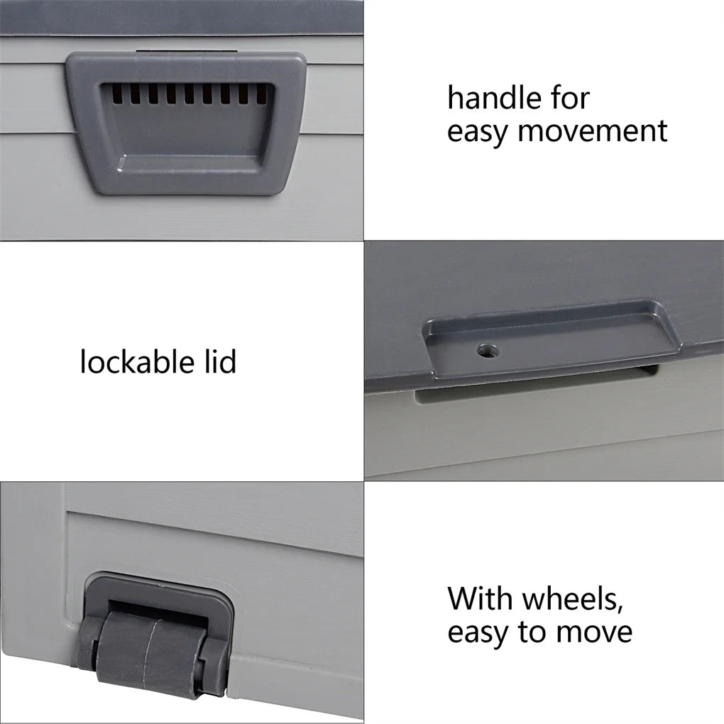 75gal Outdoor Garden Plastic Storage Deck Box Chest Tools Cushions Toys Lockable Seat