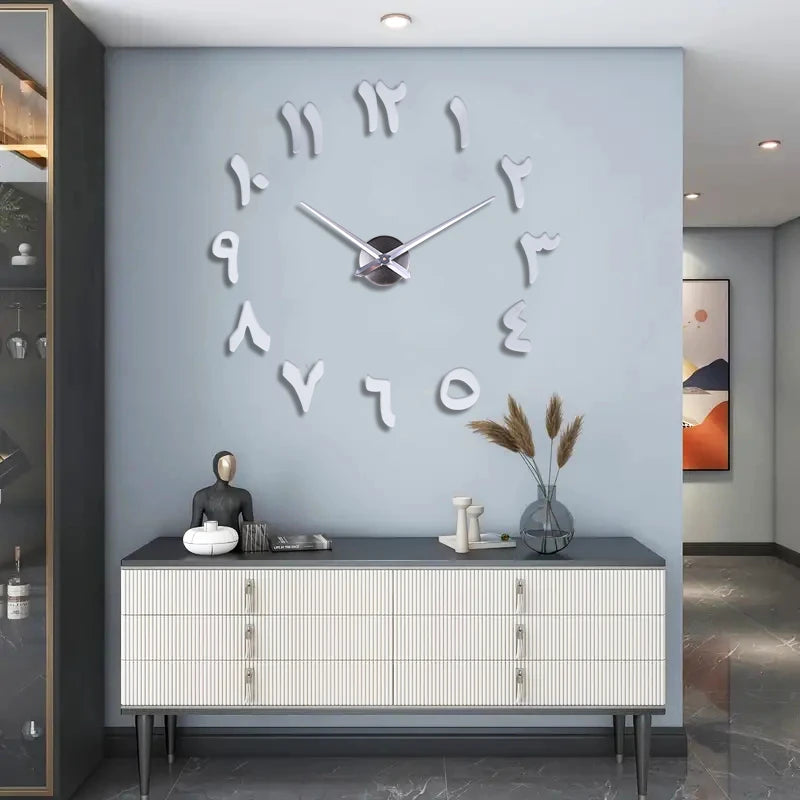 Large wall clock mirror material digital home wall art decoration clock suitable for living room and study wall decoration
