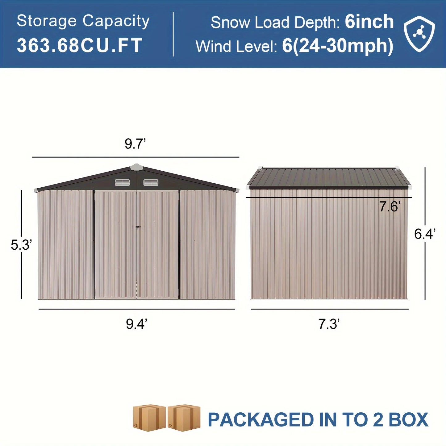 10x8 Ft Metal Outdoor Storage Shed with Air Vent and Lockable Door Waterproof Steel Garden Tool Storage Shed Kit