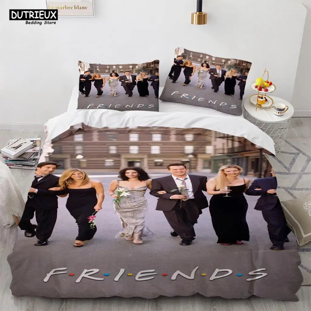 New Friends Sets Duvet Cover With Pillowcase Twin Full Queen King Double Single Size Duvet Cover Women Adults Teens Bedding Set