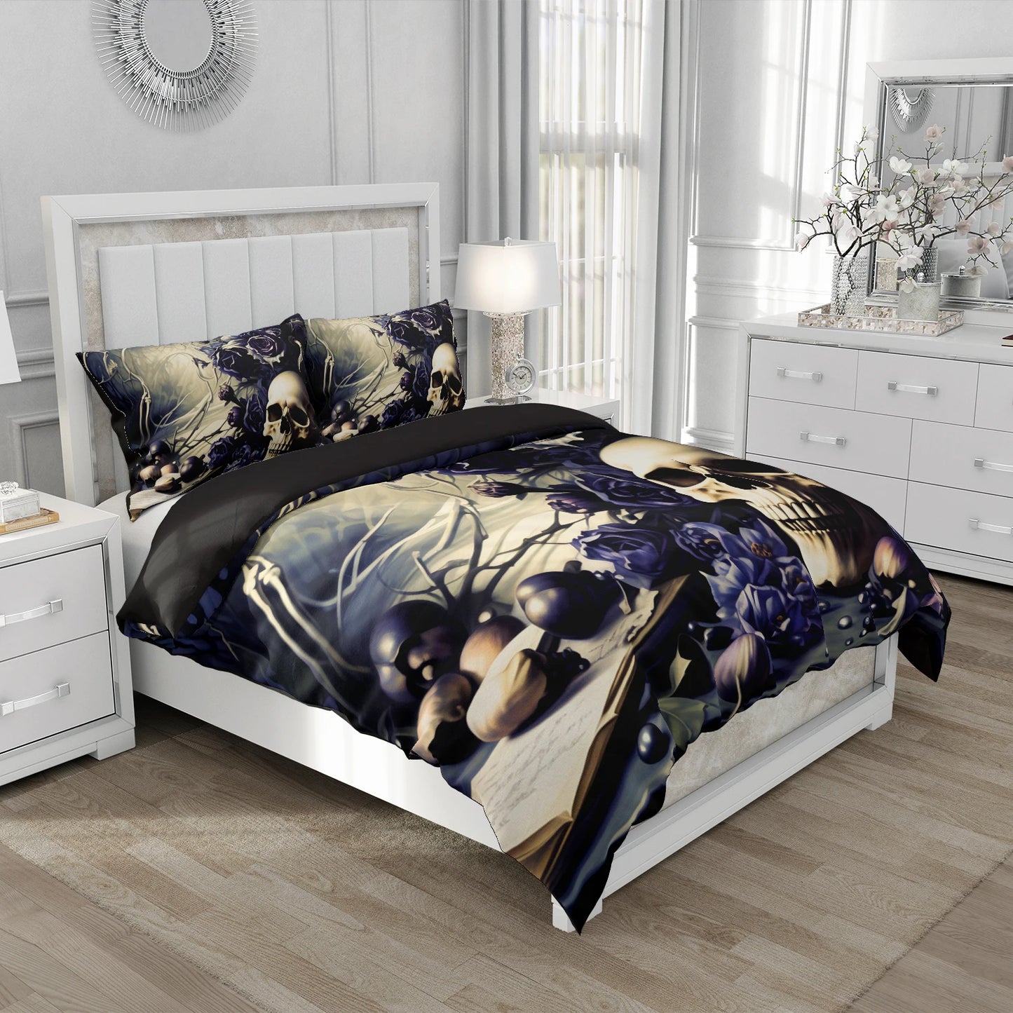 3D Skull Bedding set Duvet/Quilt/Comforter Cover sets human skeleton Bed Linen Halloween King Queen Full Size Gothic Duvet Cover
