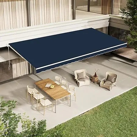 13'×10' Patio Awning Retractable Awning Sun Shade Awning Cover Outdoor Patio Canopy Sunsetter Deck Awnings with Manual Crank Ha