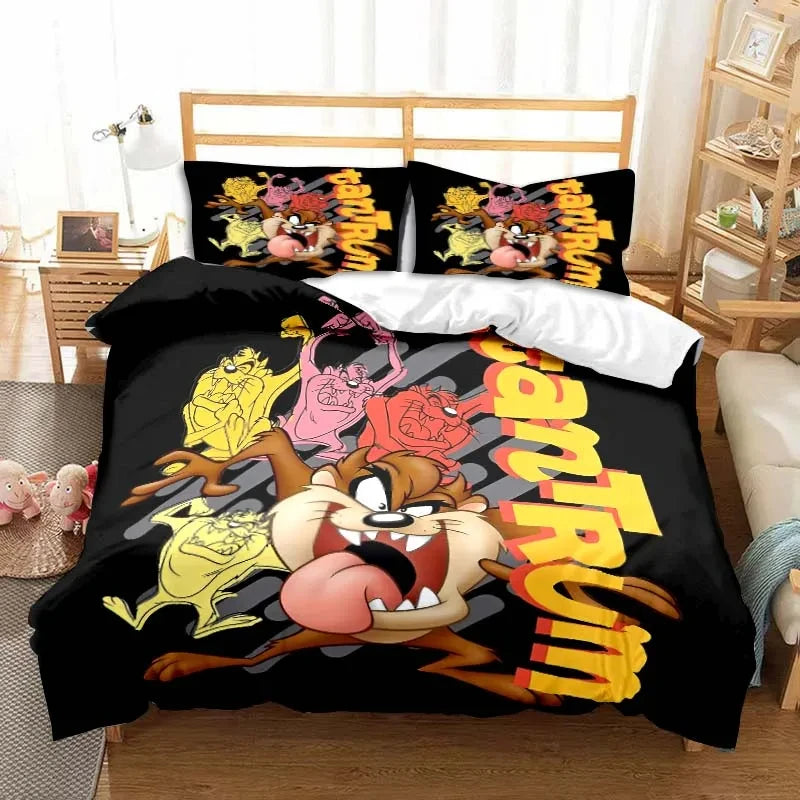 3D Print Cartoon Tasmanian Devil Fashion Bedding Set Double Twin King Duvet Cover Comforter Pillowcase Boys Girls Adults Bedroom