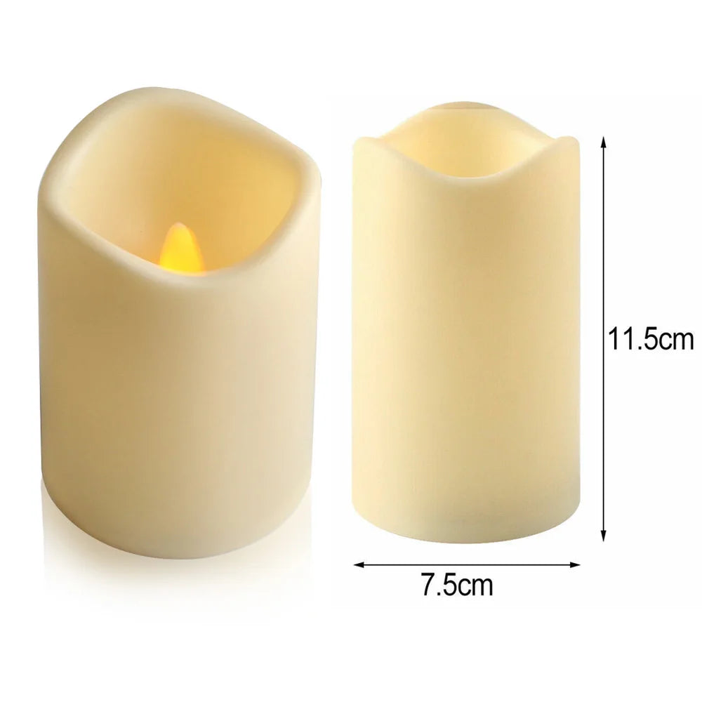 2PCS Flickering Flameless Resin Pillar LED Candle Lights with 6 Hour Timer Outdoor LED Candles Valentine's Day Party Decoration